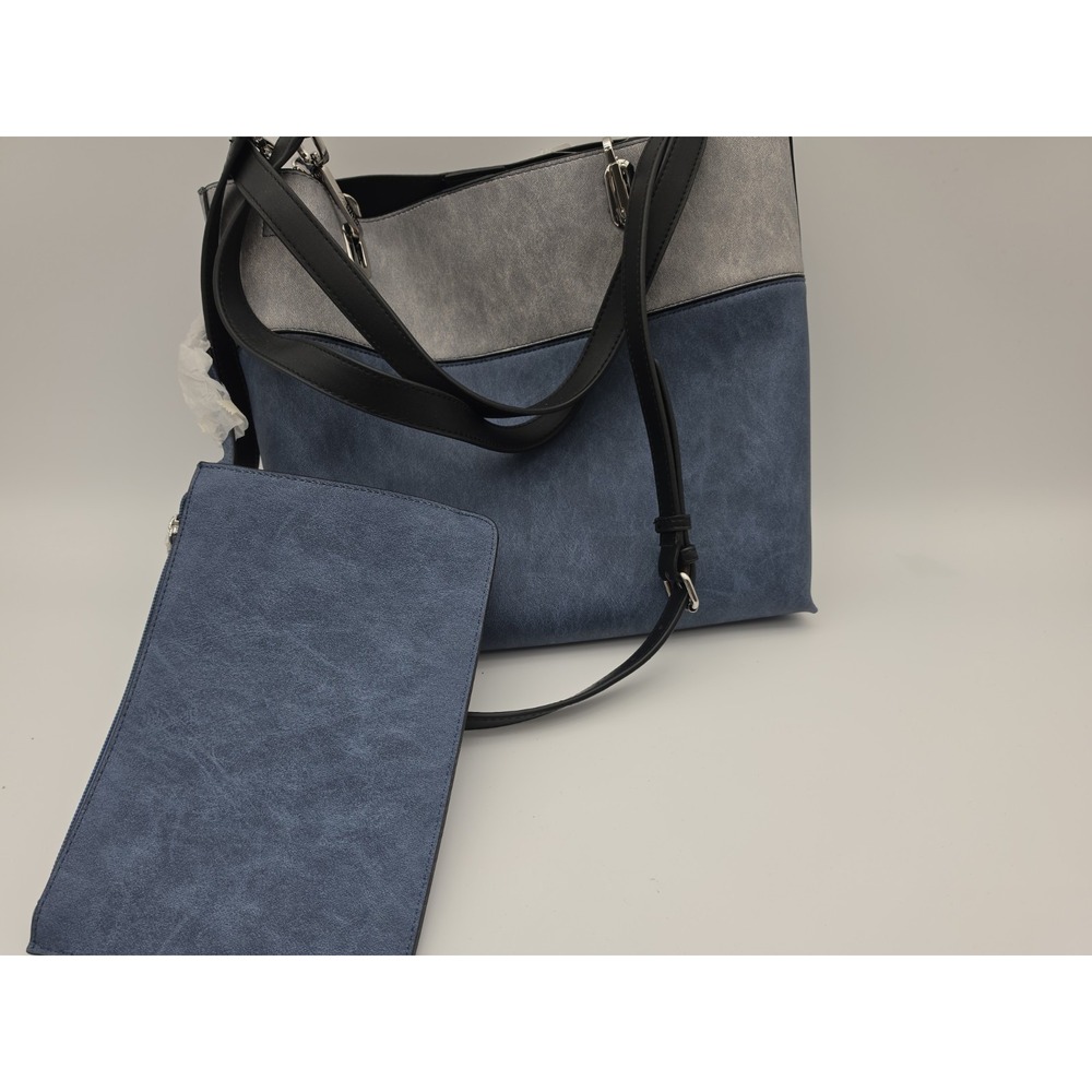 New Leather Calvin Klein purse Blue Gray Tote Purchased From Neiman Marcus. - Picture 6 of 15